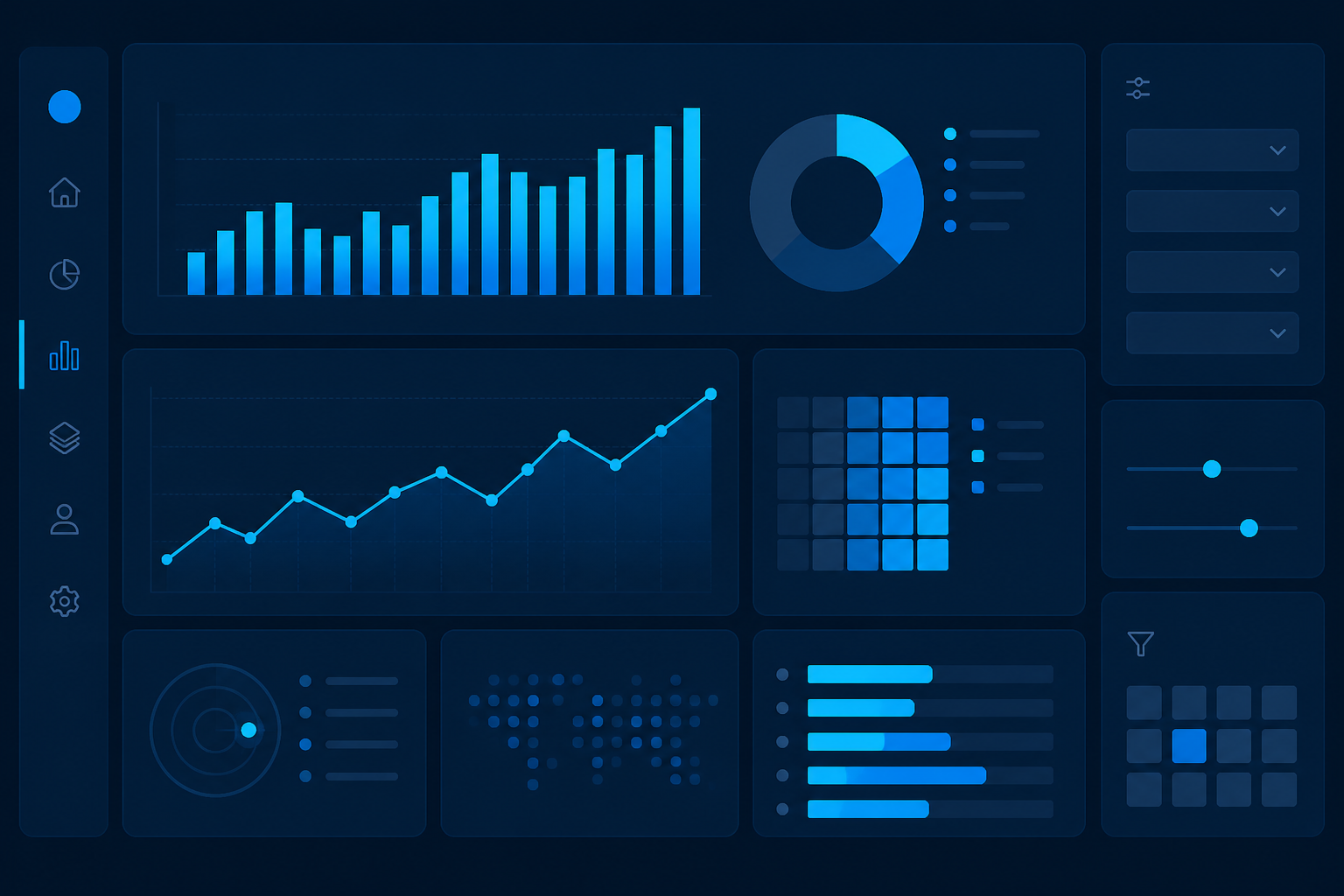 Analytics dashboard visualisation with charts and filters